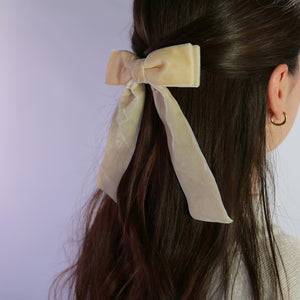 Cream Velvet Hair Bow