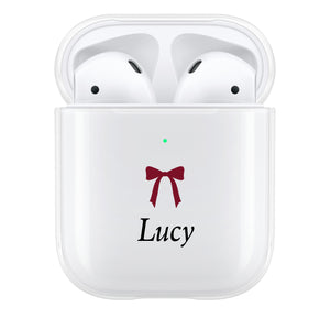 Personalised Burgundy Bow Name AirPod Case