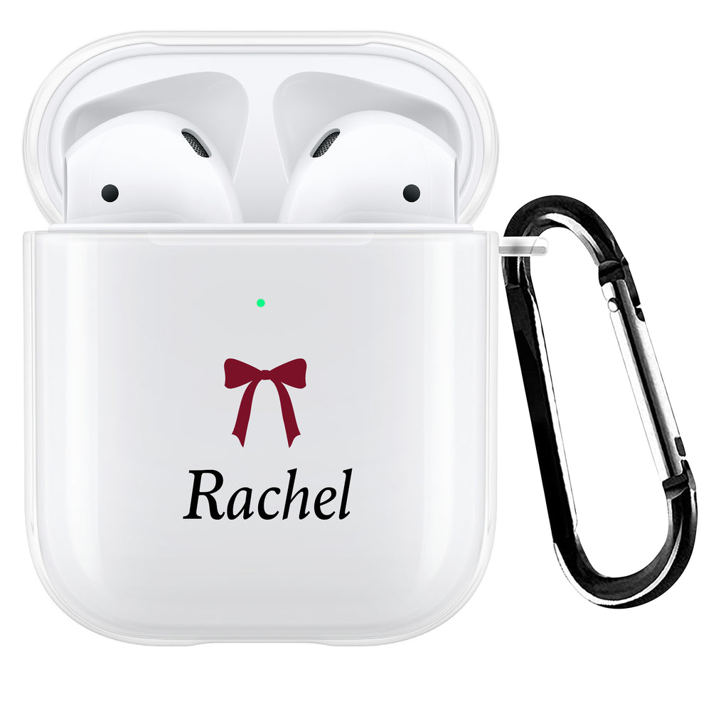 Personalised Burgundy Bow Name AirPod Case