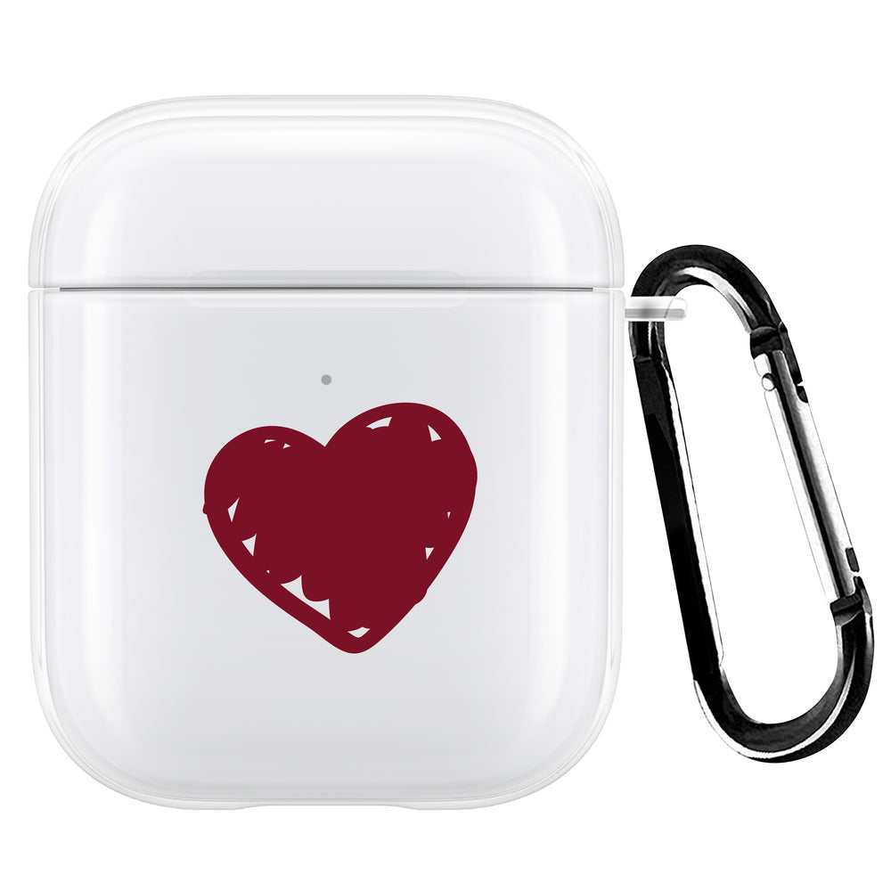 Burgundy Heart AirPod Case