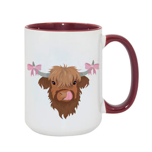 Bonnie the Highland Cow Burgundy Mug