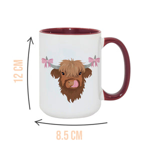 Bonnie the Highland Cow Burgundy Mug