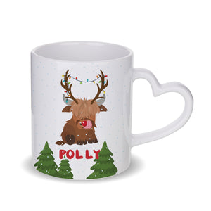 Personalised Reindeer Baby Highland Cow Mug