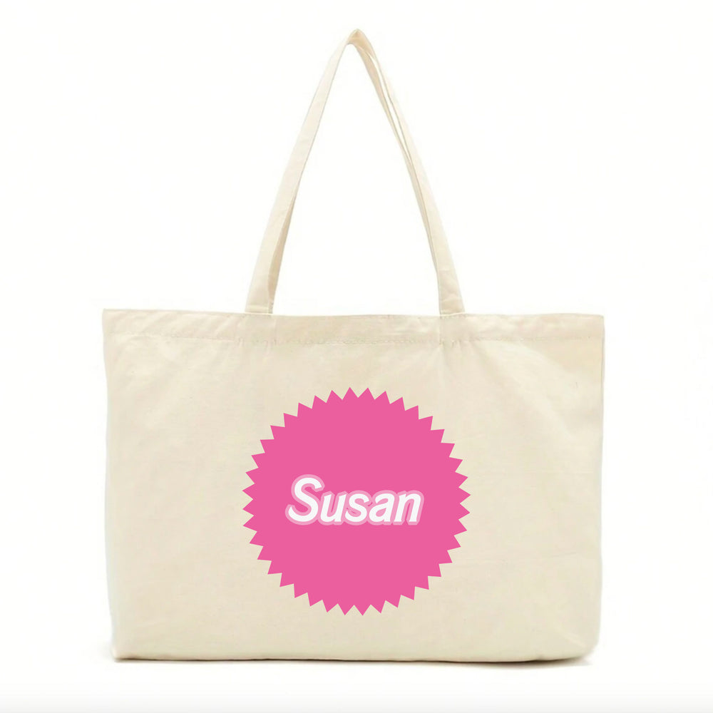 Personalised Pink Badge Name Tote