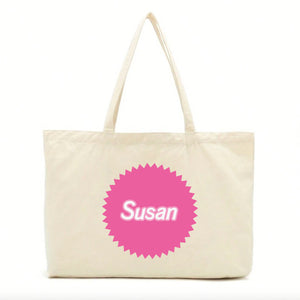 Personalised Pink Badge Name Tote