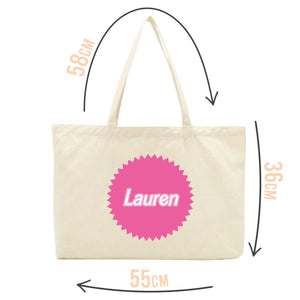 Personalised Pink Badge Name Tote