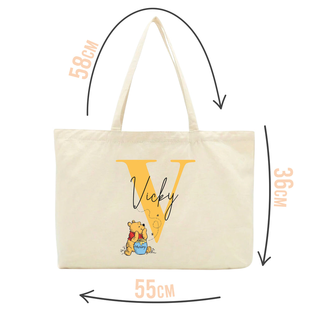 Personalised Winnie The Pooh Initial Tote