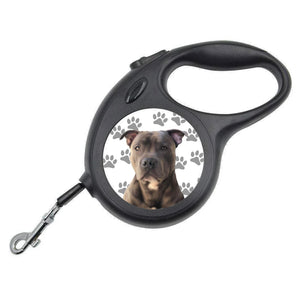 Black Personalised Pet Portrait Retractable Dog Leads