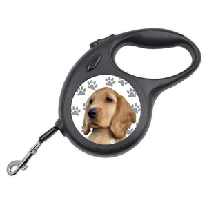 Black Personalised Pet Portrait Retractable Dog Leads