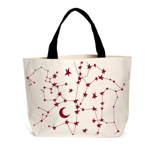 Burgundy Stars & Moons Tote