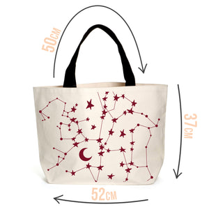 Burgundy Stars & Moons Tote