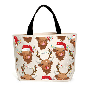 Shelby & Rudy the Christmas Highland Cows Tote