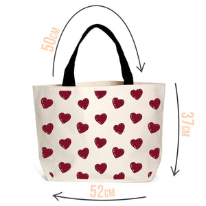 Burgundy Hearts Tote