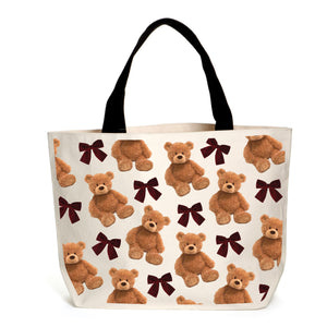 Burgundy Teddy Bears & Bows Tote