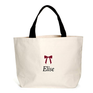 Personalised Burgundy Bow Name Tote