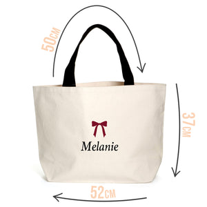 Personalised Burgundy Bow Name Tote