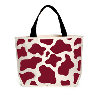 Burgundy Cow Print Tote