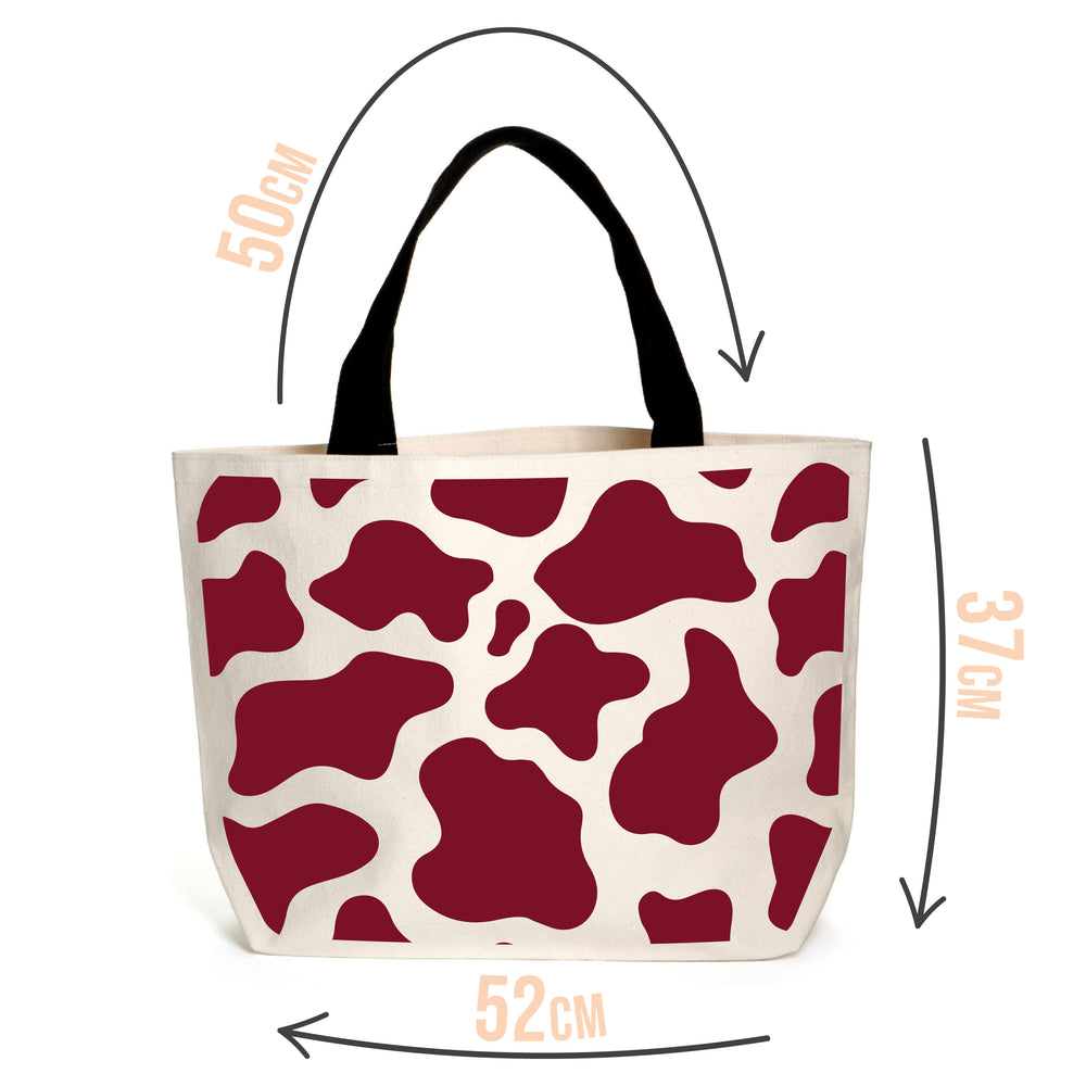 Burgundy Cow Print Tote