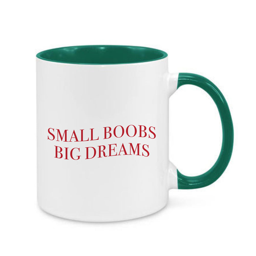 Small Boobs Big Dreams Slogan White Mug