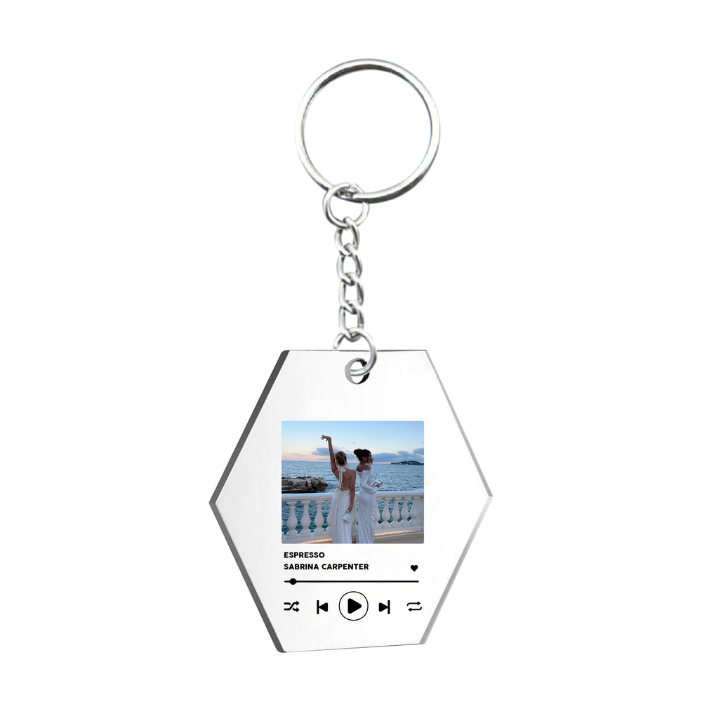 Personalised White Song Photo Phone Case, Coaster + Keyring Bundle