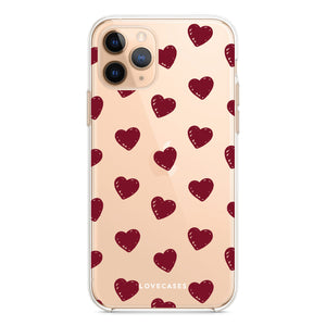 Burgundy Hearts Phone Case