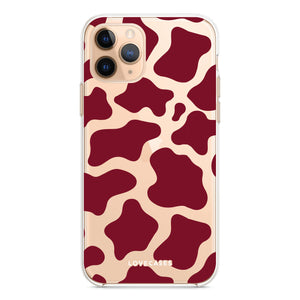 Burgundy Cow Print Phone Case