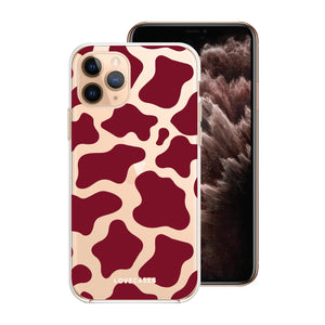 Burgundy Cow Print Phone Case