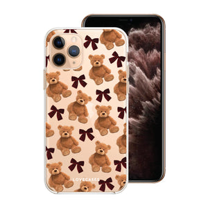 Burgundy Teddy Bears & Bows Phone Case