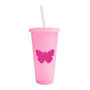 Butterfly Pink Tumbler Cup