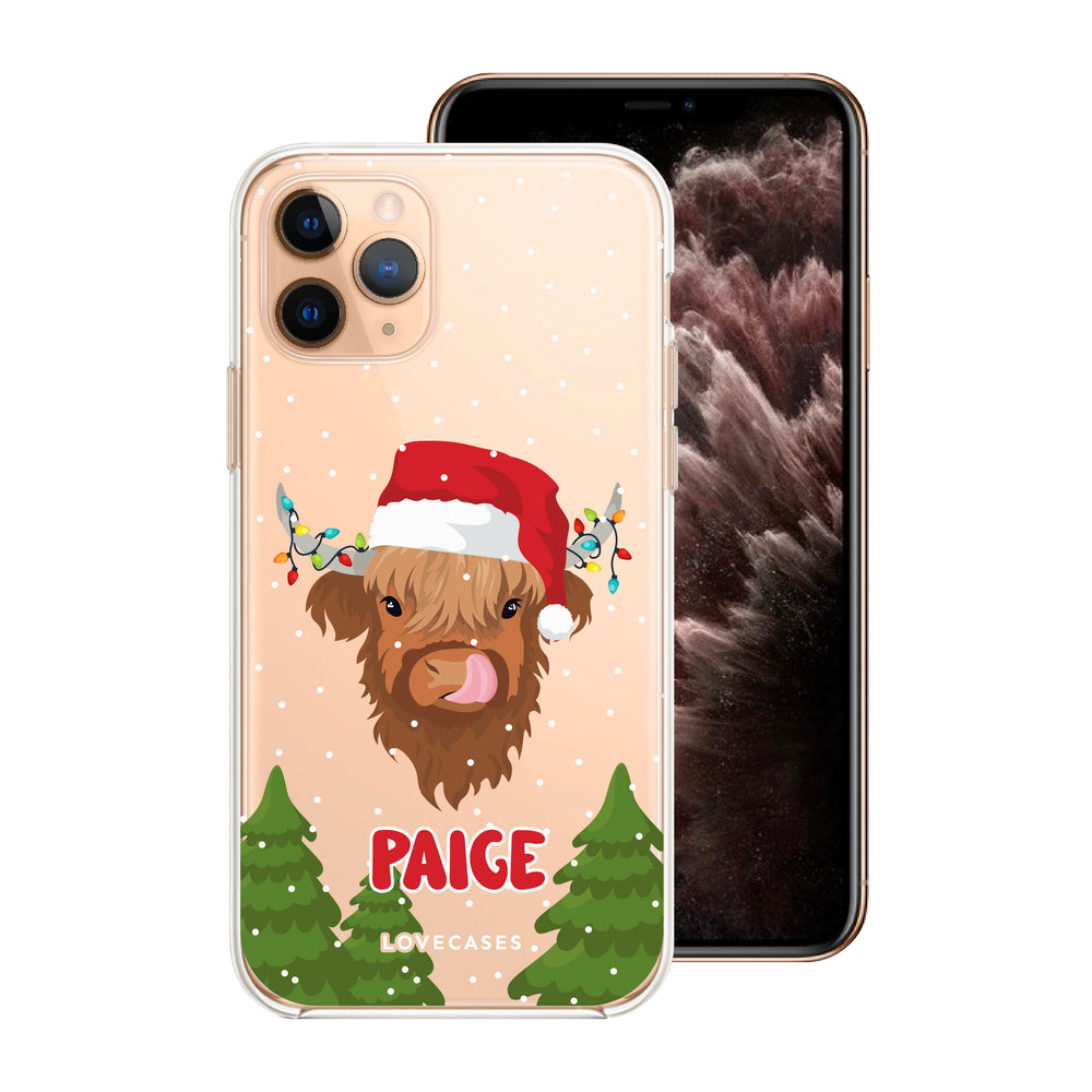 Personalised Santa Highland Cow Phone Case