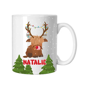 Personalised Reindeer Baby Highland Cow Mug