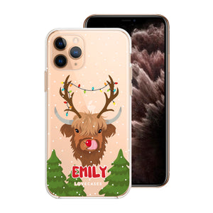 Personalised Reindeer Highland Cow Phone Case