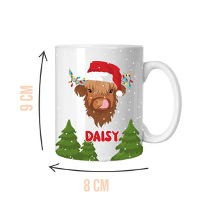 Personalised Santa Highland Cow Mug