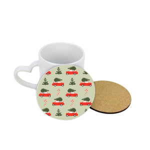 Red Christmas Tree Hunt Circle Coaster