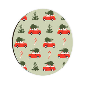 Red Christmas Tree Hunt Circle Coaster