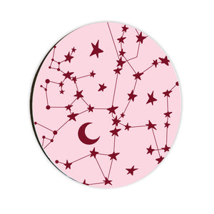 Burgundy Stars & Moons Circle Coaster