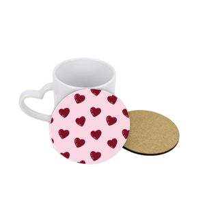 Burgundy Hearts Circle Coaster