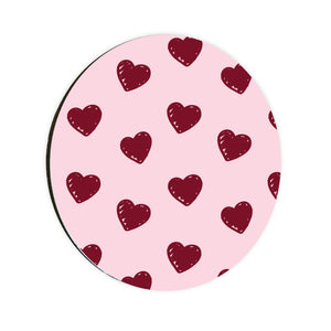 Burgundy Hearts Circle Coaster