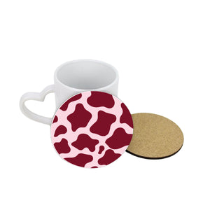 Burgundy Cow Print Circle Coaster