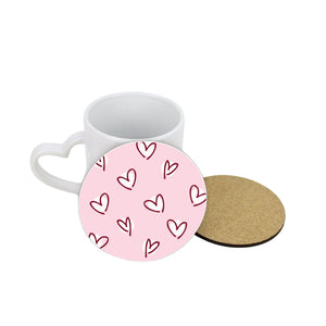 Burgundy Scattered Hearts Circle Coaster