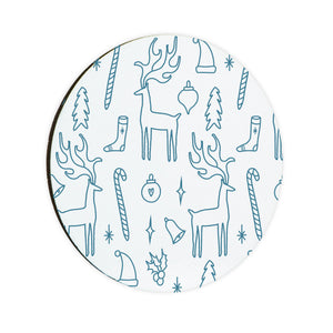 Blue Festive Season Circle Coaster