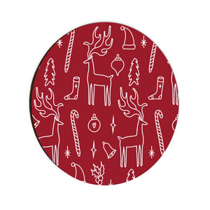 Deep Red Festive Season Circle Coaster