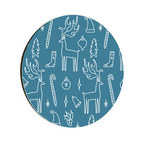 Deep Blue Festive Season Circle Coaster