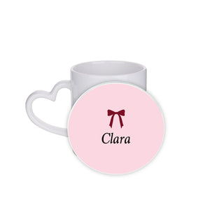 Personalised Burgundy Bow Name Circle Coaster