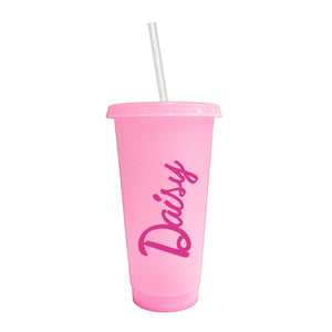 Personalised Doll Name Pink Tumbler Cup