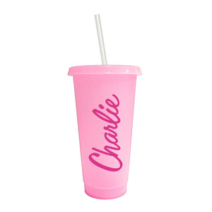 Personalised Doll Name Pink Tumbler Cup