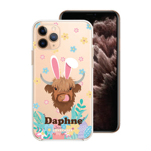 Personalised Easter Highland Cow Phone Case