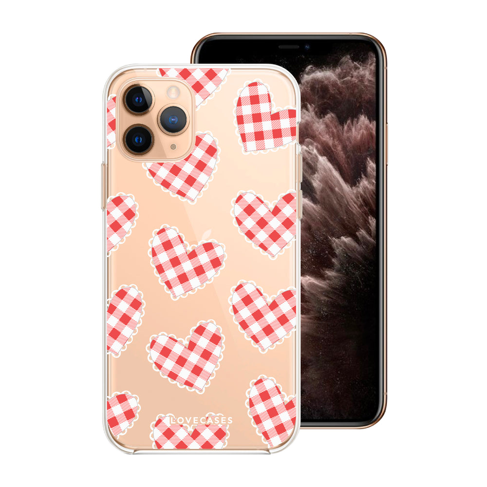 Red Gingham Hearts Phone Case