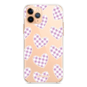 Purple Gingham Hearts Phone Case