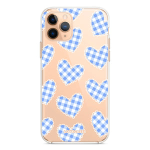 Blue Gingham Hearts Phone Case